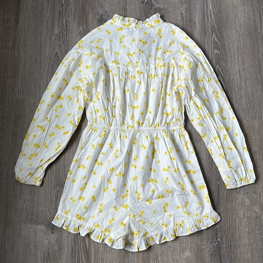 ASOS GLAMOROUS White & Yellow Floral Long Sleeve Romper NWT